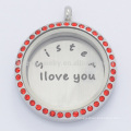 New 316l stainless steel 22mm silver sister I love you letter floating plates jewelry